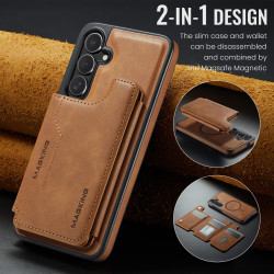For Samsung Galaxy S24+ 5G MAGKING K3 Series MagSafe RFID Card Bag Detachable Phone Case(Brown)