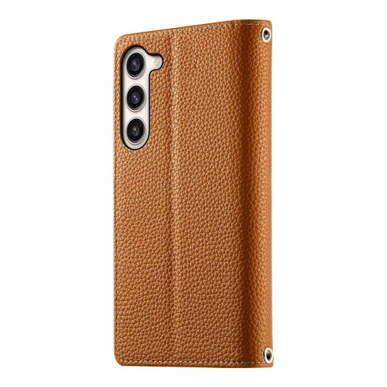 For Samsung Galaxy S23+ 5G Stitching Multi-card Zipper Wallet Leather Phone Case with Short Strap(Brown)