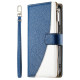 For Samsung Galaxy S23+ 5G Stitching Multi-card Zipper Wallet Leather Phone Case with Short Strap(Dark Blue)