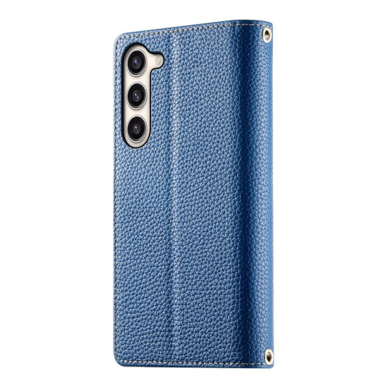 For Samsung Galaxy S23+ 5G Stitching Multi-card Zipper Wallet Leather Phone Case with Short Strap(Dark Blue)