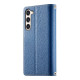 For Samsung Galaxy S23+ 5G Stitching Multi-card Zipper Wallet Leather Phone Case with Short Strap(Dark Blue)