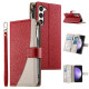 For Samsung Galaxy S23+ 5G Stitching Multi-card Zipper Wallet Leather Phone Case with Short Strap(Red)