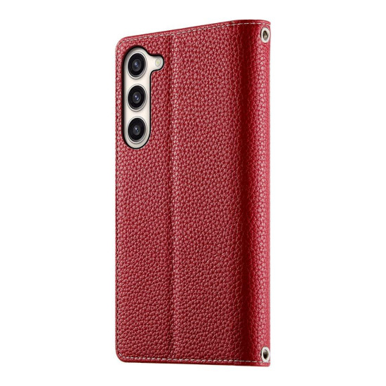For Samsung Galaxy S23+ 5G Stitching Multi-card Zipper Wallet Leather Phone Case with Short Strap(Red)