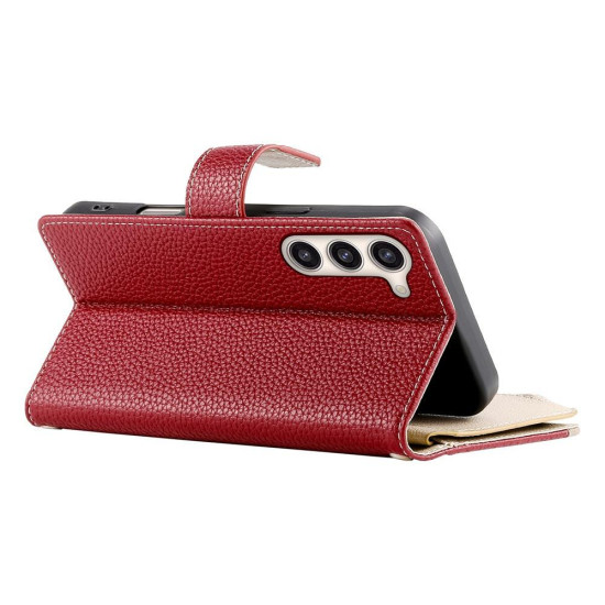 For Samsung Galaxy S23+ 5G Stitching Multi-card Zipper Wallet Leather Phone Case with Short Strap(Red)