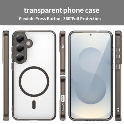 For Samsung Galaxy S24+ 5G PC Hybrid TPU Airbag Shockproof MagSafe Phone Case(Transparent Black)