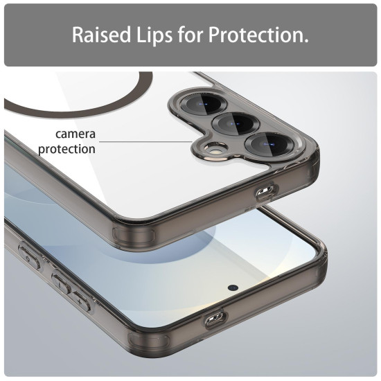 For Samsung Galaxy S24+ 5G PC Hybrid TPU Airbag Shockproof MagSafe Phone Case(Transparent Black)