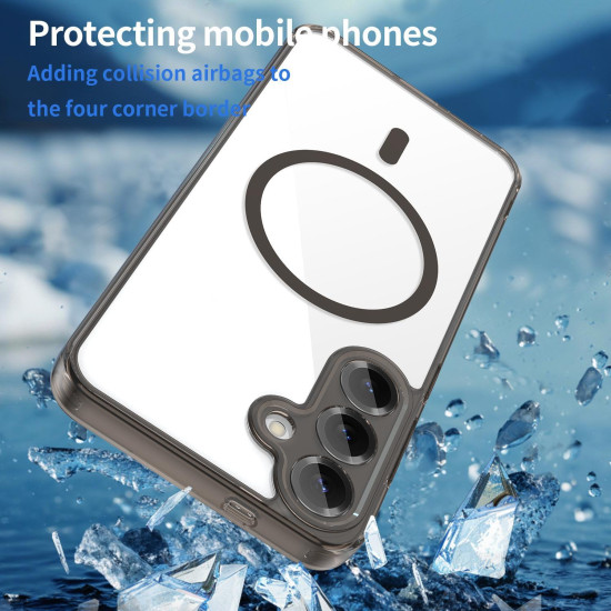 For Samsung Galaxy S24+ 5G PC Hybrid TPU Airbag Shockproof MagSafe Phone Case(Transparent Black)