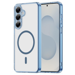 For Samsung Galaxy S24+ 5G PC Hybrid TPU Airbag Shockproof MagSafe Phone Case(Transparent Blue)