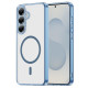 For Samsung Galaxy S24+ 5G PC Hybrid TPU Airbag Shockproof MagSafe Phone Case(Transparent Blue)