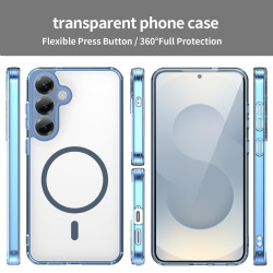 For Samsung Galaxy S24+ 5G PC Hybrid TPU Airbag Shockproof MagSafe Phone Case(Transparent Blue)