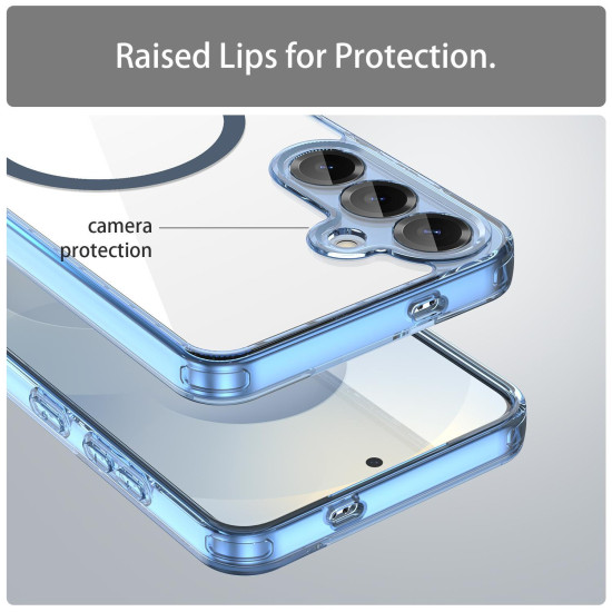 For Samsung Galaxy S24+ 5G PC Hybrid TPU Airbag Shockproof MagSafe Phone Case(Transparent Blue)
