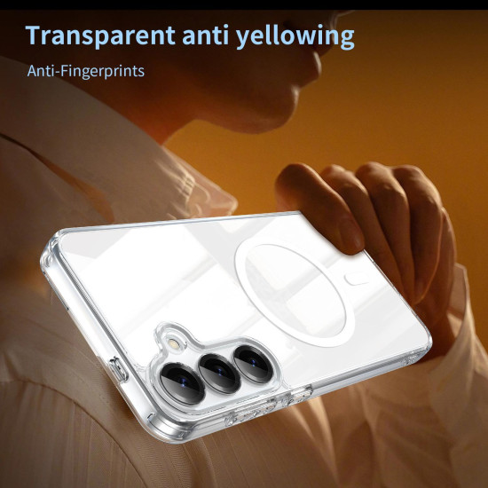 For Samsung Galaxy S24+ 5G PC Hybrid TPU Airbag Shockproof MagSafe Phone Case(Transparent)