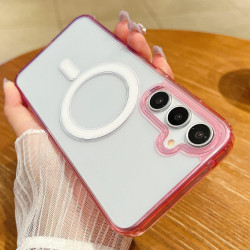 For Samsung Galaxy S24+ 5G Contrast Color Gradient Transparent MagSafe Phone Case(Purple Pink + Light Purple)