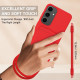 For Samsung Galaxy S24+ 5G Integrated Card Bag Solid Color Liquid Silicone Phone Case Gen2 with Short Lanyard(Red)