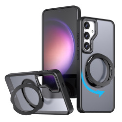 For Samsung Galaxy S24+ 5G kalebol MagSafe Metal Ring Holder Phone Case(Black)