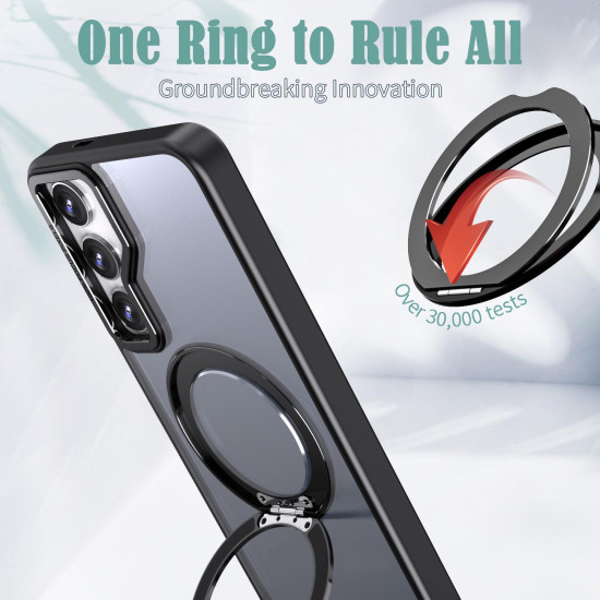 For Samsung Galaxy S24+ 5G kalebol MagSafe Metal Ring Holder Phone Case(Black)