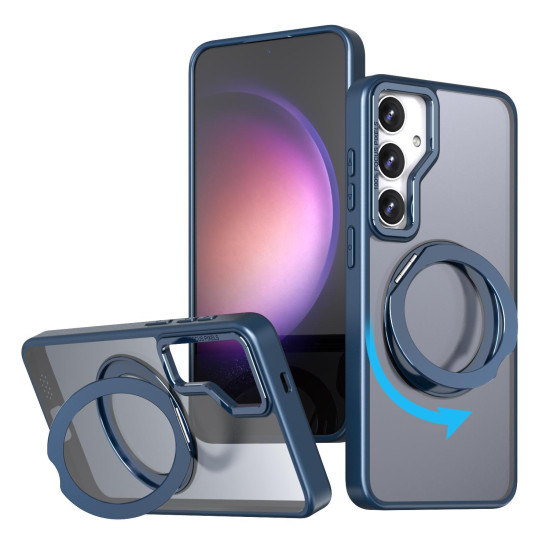 For Samsung Galaxy S24+ 5G kalebol MagSafe Metal Ring Holder Phone Case(Blue)