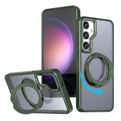 For Samsung Galaxy S24+ 5G kalebol MagSafe Metal Ring Holder Phone Case(Green)