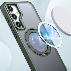 For Samsung Galaxy S24+ 5G kalebol MagSafe Metal Ring Holder Phone Case(Green)