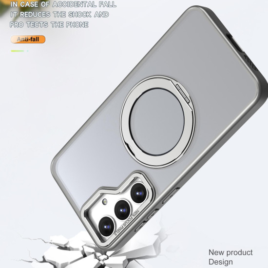 For Samsung Galaxy S24+ 5G kalebol MagSafe Metal Ring Holder Phone Case(Titanium Gray)