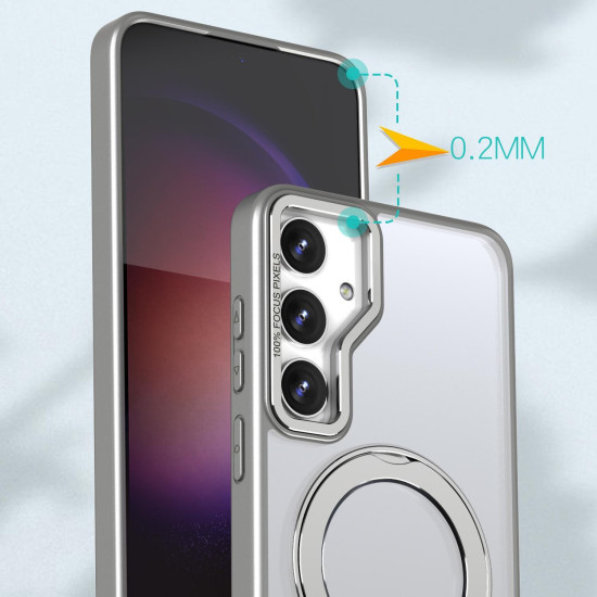 For Samsung Galaxy S24+ 5G kalebol MagSafe Metal Ring Holder Phone Case(Titanium Gray)