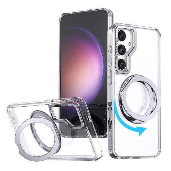 For Samsung Galaxy S24+ 5G kalebol MagSafe Metal Ring Holder Phone Case(Transparent)