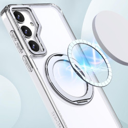 For Samsung Galaxy S24+ 5G kalebol MagSafe Metal Ring Holder Phone Case(Transparent)