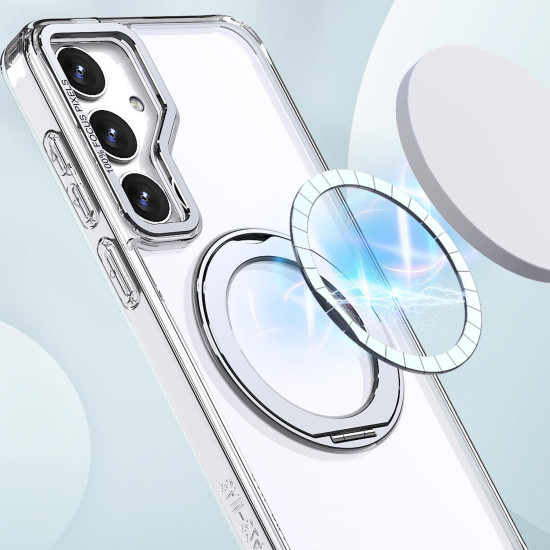 For Samsung Galaxy S24+ 5G kalebol MagSafe Metal Ring Holder Phone Case(Transparent)