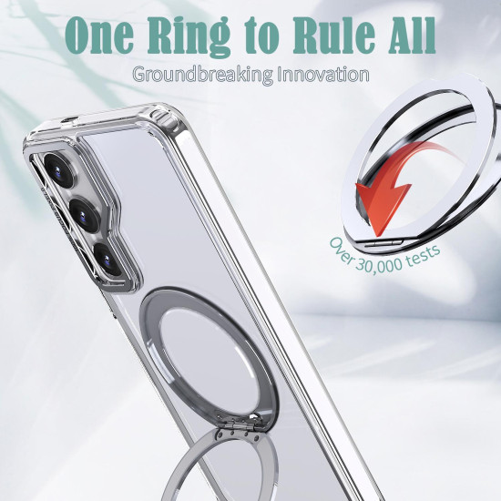 For Samsung Galaxy S24+ 5G kalebol MagSafe Metal Ring Holder Phone Case(Transparent)