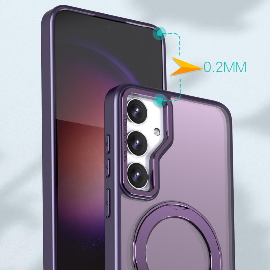 For Samsung Galaxy S24+ 5G kalebol MagSafe Metal Ring Holder Phone Case(Dark Purple)