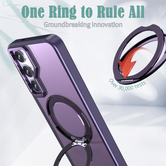 For Samsung Galaxy S24+ 5G kalebol MagSafe Metal Ring Holder Phone Case(Dark Purple)