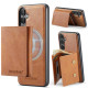 For Samsung Galaxy S24+ 5G Fierre Shann 2 in 1 Holder RFID Card Slot Wallet MagSafe Phone Case(Dark Brown)