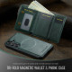 For Samsung Galaxy S24+ 5G Fierre Shann 2 in 1 Holder RFID Card Slot Wallet MagSafe Phone Case(Green)