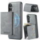 For Samsung Galaxy S24+ 5G Fierre Shann 2 in 1 Holder RFID Card Slot Wallet MagSafe Phone Case(Grey)