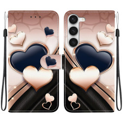 For Samsung Galaxy S23 5G Crystal Texture Colored Drawing Leather Phone Case(Love Heart)