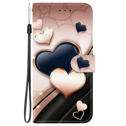 For Samsung Galaxy S23 5G Crystal Texture Colored Drawing Leather Phone Case(Love Heart)