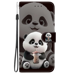 For Samsung Galaxy S23 5G Crystal Texture Colored Drawing Leather Phone Case(Milk Tea Bear)
