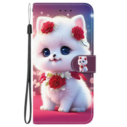 For Samsung Galaxy S23 5G Crystal Texture Colored Drawing Leather Phone Case(Rose Cat)