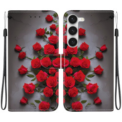 For Samsung Galaxy S23 5G Crystal Texture Colored Drawing Leather Phone Case(Red Roses)