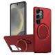 For Samsung Galaxy S24+ 5G Metal Rotation Holder MagSafe TPU Hybrid PC Phone Case(Red)