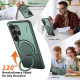 For Samsung Galaxy S24+ 5G Metal Rotation Holder MagSafe TPU Hybrid PC Phone Case(Grey Green)
