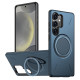 For Samsung Galaxy S24+ 5G Metal Rotation Holder MagSafe TPU Hybrid PC Phone Case(Navy Blue)