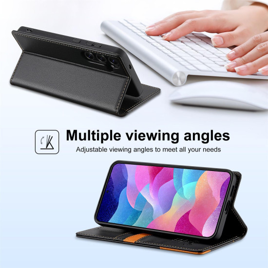 For Samsung Galaxy S24+ 5G N.BEKUS P3 RFID Stitching Magnetic Flip Leather Phone Case(Black)