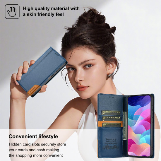 For Samsung Galaxy S24+ 5G N.BEKUS P3 RFID Stitching Magnetic Flip Leather Phone Case(Blue)
