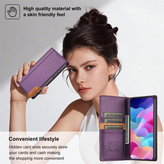 For Samsung Galaxy S24+ 5G N.BEKUS P3 RFID Stitching Magnetic Flip Leather Phone Case(Purple)