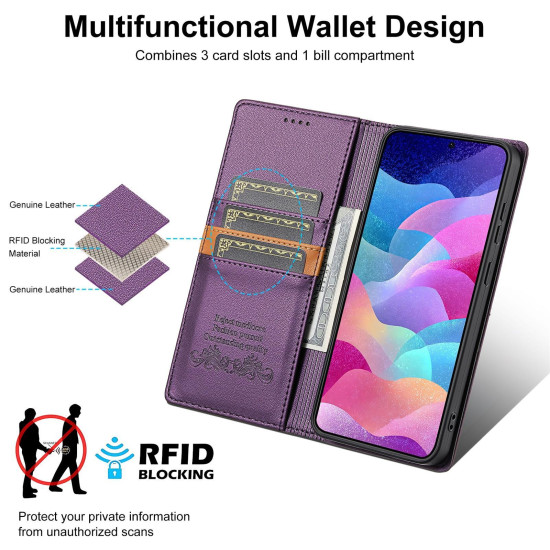 For Samsung Galaxy S24+ 5G N.BEKUS P3 RFID Stitching Magnetic Flip Leather Phone Case(Purple)