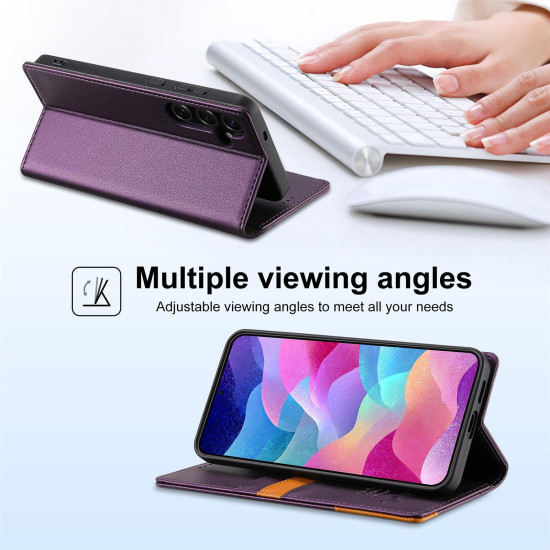 For Samsung Galaxy S24+ 5G N.BEKUS P3 RFID Stitching Magnetic Flip Leather Phone Case(Purple)