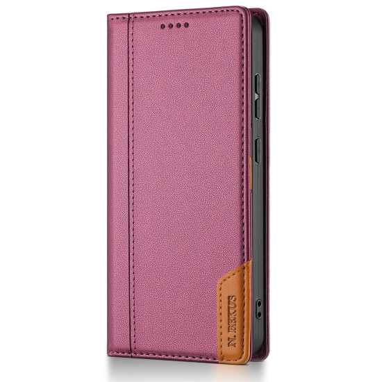 For Samsung Galaxy S24+ 5G N.BEKUS P3 RFID Stitching Magnetic Flip Leather Phone Case(Wine Red)