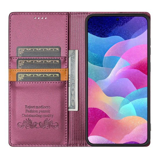 For Samsung Galaxy S24+ 5G N.BEKUS P3 RFID Stitching Magnetic Flip Leather Phone Case(Wine Red)