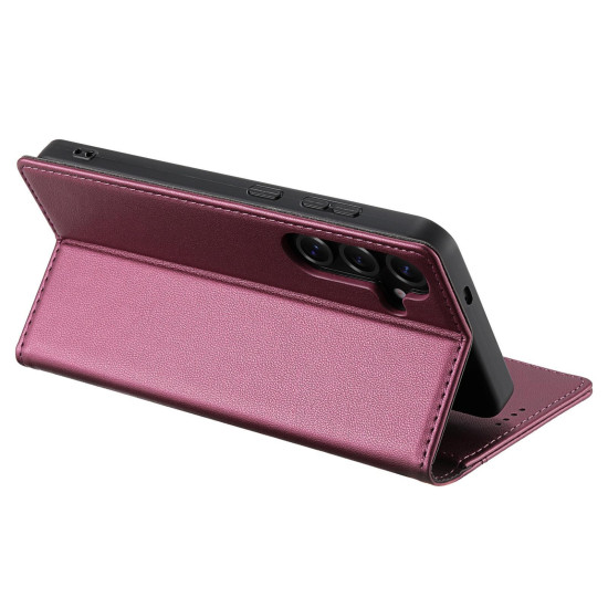 For Samsung Galaxy S24+ 5G N.BEKUS P3 RFID Stitching Magnetic Flip Leather Phone Case(Wine Red)